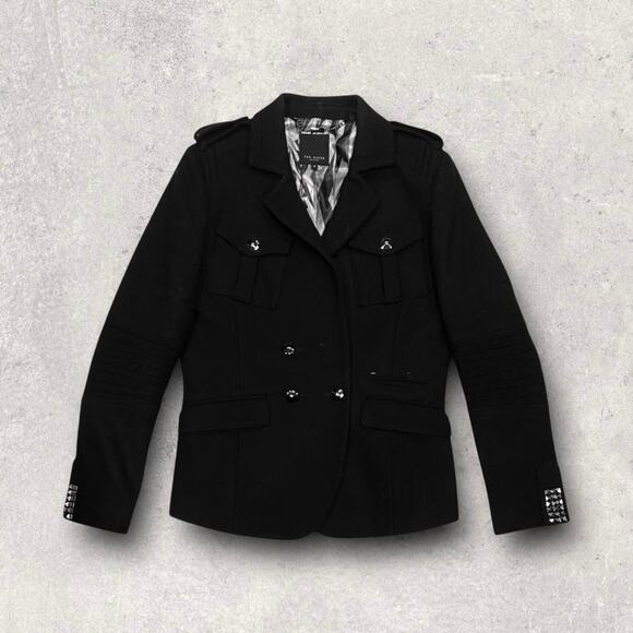 ★ Ted Baker Black Military-Inspired Wool Blazer w/ Embellished Cuffs ★ - Picture 6 of 6